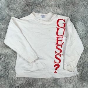 Vintage GUESS ? Boxy White Sweatshirt One Size